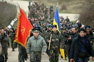 march of unarmed Ukrainian soldiers